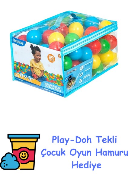 100 Splash & Play Topu, Çap 5,85 Cm, 4 Farklı Renkte + Play-Doh Oyun Hamuru