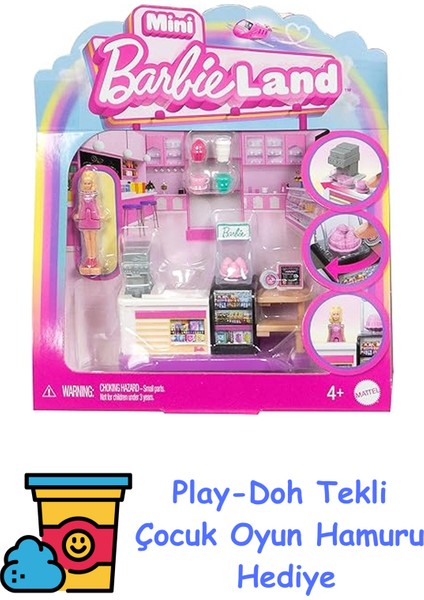 Mini Barbieland Bebek ve Oyun Seti JCR29 - Fırın JCR31 + Play-Doh Oyun Hamuru