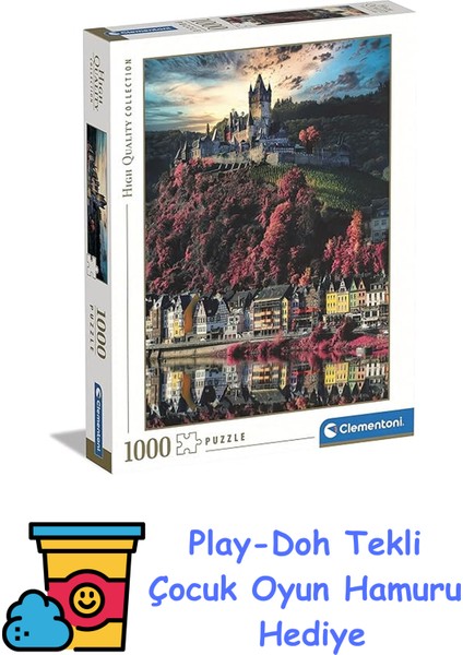 - 39648-1000 Parça Collection Yetişkin Puzzle - Cochem Castle + Play-Doh Oyun Hamuru