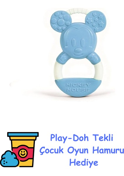 17343 Disney Mickey Bebek Teether, 0 Aylık ve Daha Eski Için Uygundur, Makinede Yıkanabilir ve Cilasızdır, Çok Renkli, Tek Beden Herkese Uyar + Play-Doh Oyun Hamuru