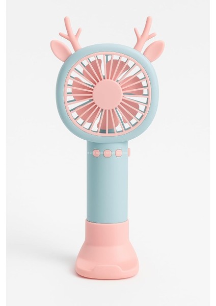 Geyik Boynuzlu Mini El Fanı, 20 cm Taşınabilir Şarjlı Masaüstü Fan, Tek Kademeli Hız, Kompakt Fan Tasarımı, 7 cm Çaplı, USB Şarjlı, Çocuklar Için Uygun