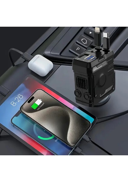 Acl Acc-02 66W Starlight Araç Şarj Cihazı | 4in1 Arada Kablo | Geri Çekilebilir | Type-C Lightning USB Girişli fırsatları