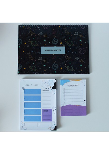 Uzak Planlayıcı Seti Aylık / Haftalık / Notluk Spiralli 3lü Planlayıcı Set