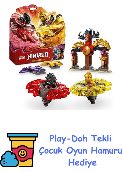 Nınjago Ejderha Spinjitzu Savaş Paketi 71826-6 Yaş ve Üzeri Çocuklar Için 2 Ninja Minifigürü Içeren Yaratıcı Oyuncak Yapım Seti, Doğum Günü Hediyesi (186 Parça) + Play-Doh Oyun Hamuru