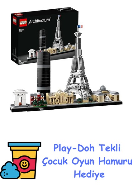 Architecture Şehir Yapıları Koleksiyonu Paris 21044- Seyahat, Mimari ve Tarih Meraklısı Yetişkinler Için Koleksiyonluk Sergilenebilir Yapım Seti (694 Parça) + Play-Doh Oyun Hamuru
