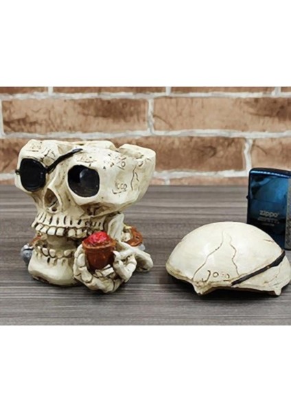 Kapaklı Reçine Kafatası Küllük Gotik Vintage Dekoratif Sigara Küllüğü Ev Ofis Masa Süsü Kurukafa 3 fırsatları