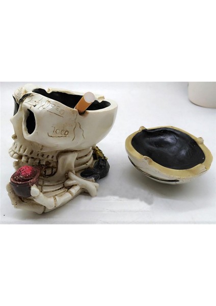 Kapaklı Reçine Kafatası Küllük Gotik Vintage Dekoratif Sigara Küllüğü Ev Ofis Masa Süsü Kurukafa 3 indirimleri