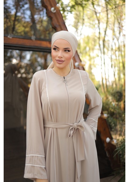 Ankanoor Açık Bej Kol Ağzı ve Önü Çift Biyeli Ferace ANKA255045 fırsatları