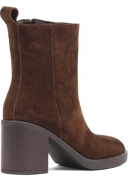 Kadın Kahverengi Kalın Topuklu Süet Deri Bot fırsatları