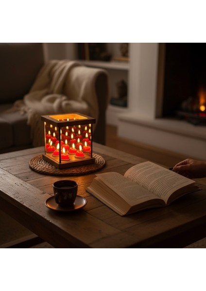 Kaira - Dekoratif Sonsuzluk Efektli Ahşap Tealight Mumluk fiyatları