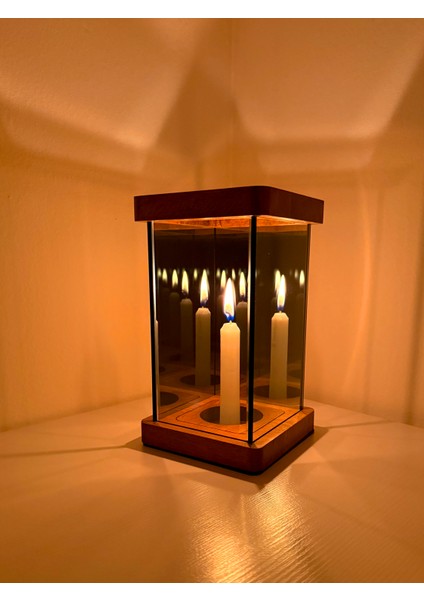 Zera - El Yapımı Sonsuzluk Aynası Ahşap Tealight Mumluk fırsatları