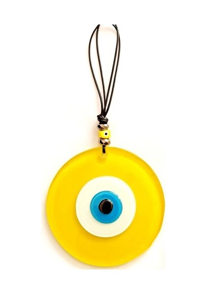 Tasarım Harikası Deri Ipli Nazar Boncuklu Sarı Cam Duvar Süsü fiyatları