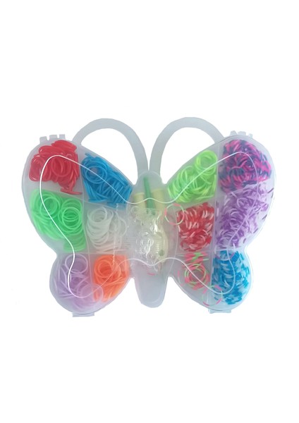 Kelebek Kutulu 500+ Parça Lastik Toka Bileklik Kolye Yapım Seti