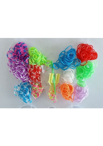 Kelebek Kutulu 500+ Parça Lastik Toka Bileklik Kolye Yapım Seti modelleri