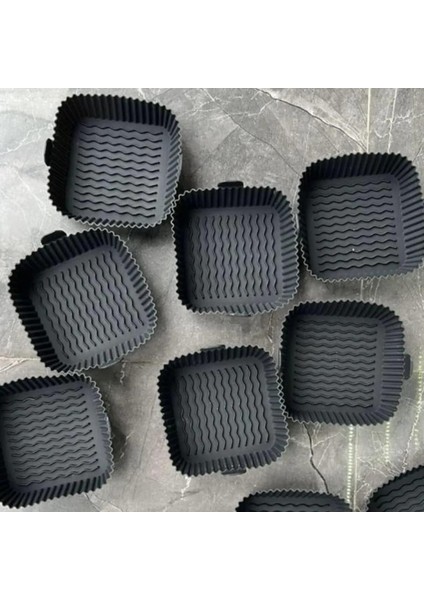 Airfryer Silikon Pişirme Kabı, Kare Hava Fritözü Aksesuarı, Tüm Airfryerlara Uyumlu Yıkanabilir Leke Tutmaz Esnek Fırın Kızartma Tepsisi