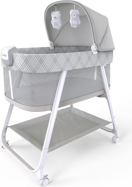 Lullanight Gem Bebek Yatağı, 4 Tekerlekli ve Hava Geçiren Kenarlı, Gri, 0-5 Ay, 7 Kg'a Kadar
