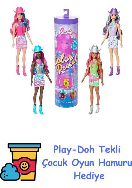 Color Reveal™ - Renk Değiştiren Sürpriz Barbie Disco Star Serisi, 3y+, JCP01 + Play-Doh Oyun Hamuru
