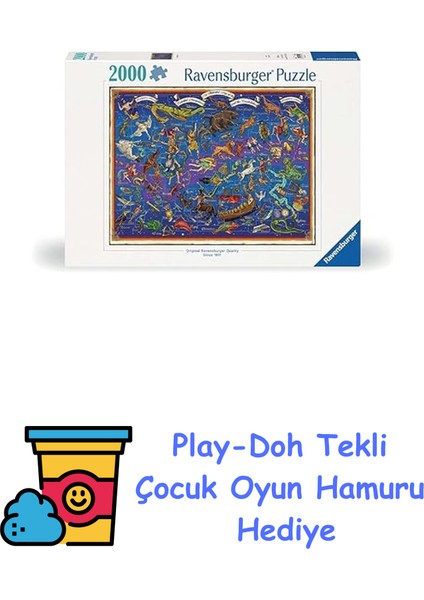 Takımyıldızları Puzzle - 2000 Parça Yıldız Zodyak Haritası Bulmaca | Benzersiz Softclick Teknolojisi | Parlak, Parlamayan Parçalar | Bulmaca Severler Için + Play-Doh Oyun Hamuru