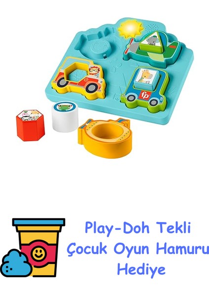 Şekiller ve Sesler Araç Bulmacası, Ince Motor Becerilerinin Gelişimine Yardımcı Müzikler ve Işıklar, 9 Ay ve Üzeri, HRP31 + Play-Doh Oyun Hamuru