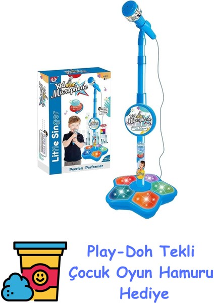 RG-12BL Çocuklar Için Mikrofon Eğitici Oyuncak Mavi + Play-Doh Oyun Hamuru