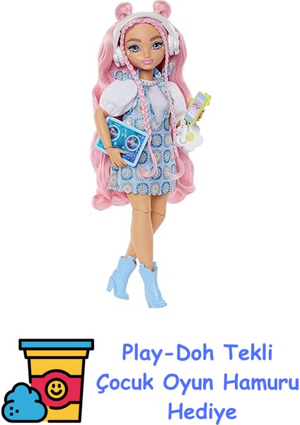 Dream Besties Ana Karakter Bebekler Daisy Barbie Rüya Arkadaşlar Daisy Jean Bebek ile Dj ve Müzik Temalı 9 Aksesuar JDD74 + Play-Doh Oyun Hamuru