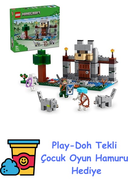 Minecraft Kurt Kalesi 21261-8 Yaş ve Üzeri Macera Oyunları Seven Çocuklar Için Iskelet Kaşif Içeren Yaratıcı Oyuncak Yapım Seti (312 Parça) + Play-Doh Oyun Hamuru