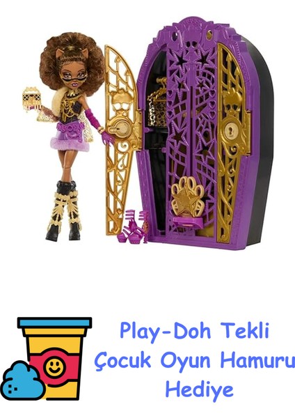 Skulltimate Secrets Bebek ve Aksesuar Seti, Hauntlywood Gizemleri Clawdeen Kurt, Reveal Closet ve 19+ Oyuncak Bebek Giysileri Gibi Glam Sürprizleri + Play-Doh Oyun Hamuru