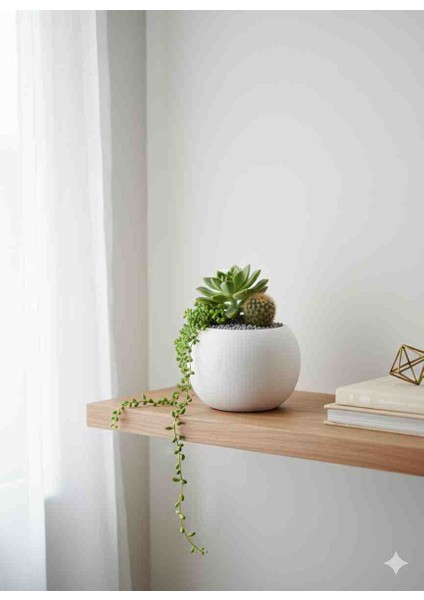 Dekoratif Minimal Kaktüs ve Sukulent Çiçek Saksısı Ev, Ofis, Balkon Dekoru.hediyelik