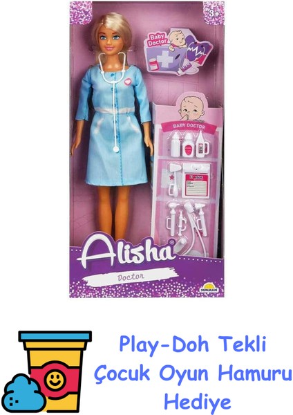 3383 Sun-Rst-Sıs-Alisha Minik Doktor Bebek Aksesuarlı Set 29CM 2A - + Play-Doh Oyun Hamuru