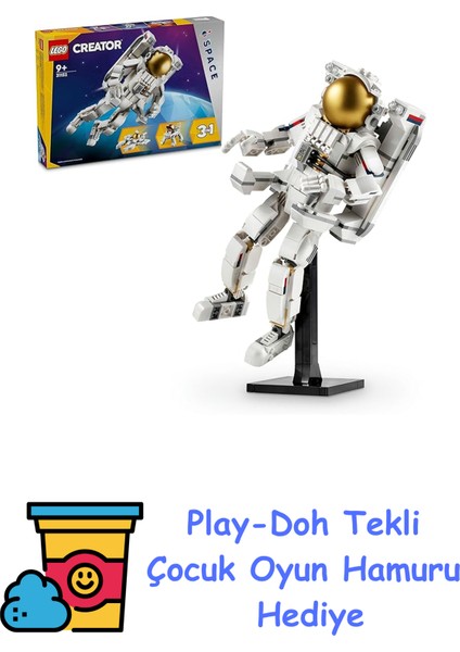 Creator 3’ü 1 Arada Uzay Astronotu 31152-9 Yaş ve Üzeri Çocuklar Için Köpek ve Jet Model Seçenekleri Içeren Yaratıcı Oyuncak Yapım Seti, Doğum Günü Hediyesi Fikri + Play-Doh Oyun Hamuru