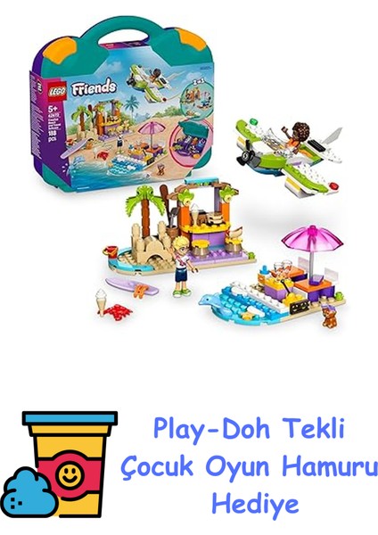 Friends Yaratıcı Plaj ve Seyahat Bavulu 42672-5 Yaş ve Üzeri Çocuklar Için Mini Bebek Içeren Yaratıcı Oyuncak Yapım Seti, Doğum Günü Hediyesi (188 Parça) + Play-Doh Oyun Hamuru
