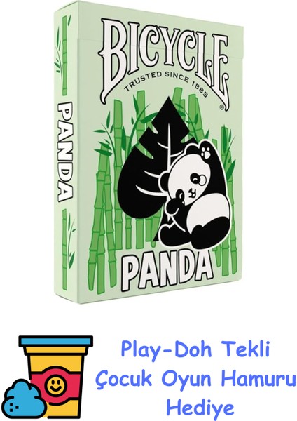 Panda Playing Cards Cute Animal Playing Cards 1 Deck + Play-Doh Oyun Hamuru