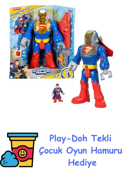 Fisher-Price Imaginext Dc Super Friends™ Superman™ Insider ve Exo Kostümü Imaginext Dc Super Friends Superman Insider ve Exo Kostümü, Işıklı ve Sesli Robot, 6 Parça Jc + Play-Doh Oyun Hamuru