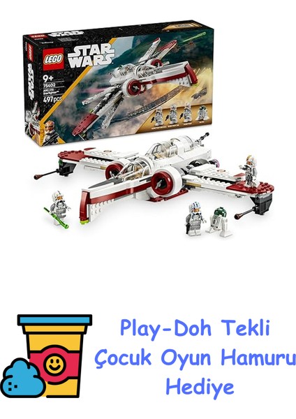 Star Wars: Sith’in Intikamı ARC-170 Starfighter 75402-9 Yaş ve Üzeri Kız ve Erkek Çocuklar Için Yaratıcı Oyuncak Yapım Seti, Doğum Günü Hediyesi (497 Parça) + Play-Doh Oyun Hamuru