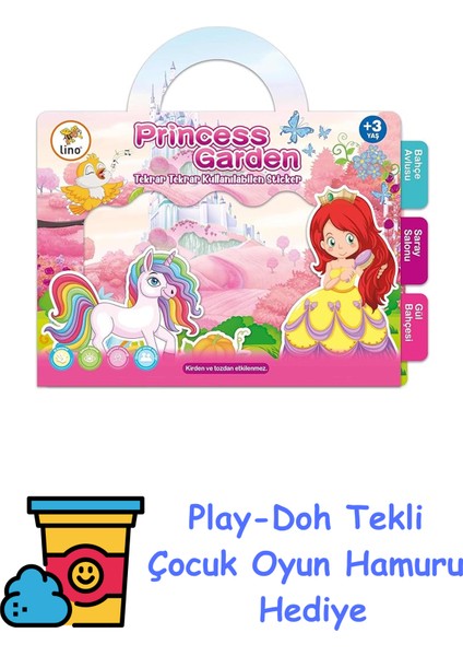 Tekrar Tekrar Kullanılabilen Sticker Princess Garden + Play-Doh Oyun Hamuru
