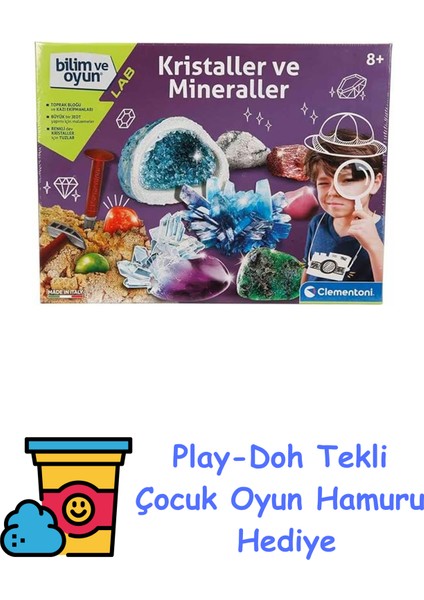 Bilim ve Oyun - Kristaller ve Mineraller Oyuncak + Play-Doh Oyun Hamuru