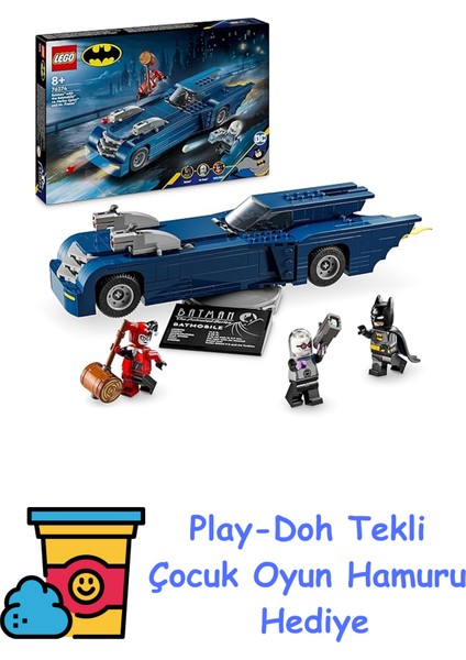 Dc Batman: Batmobile ile Batman, Harley Quinn ve Mr. Freeze’e Karşı 76274-8 Yaş ve Üzeri Süper Kahraman Sevenler Için Inşa Edilebilen Yaratıcı Oyuncak Yapım Seti + Play-Doh Oyun Hamuru