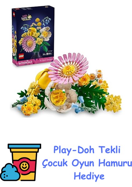 Botanicals Küçük Sarı Buket 10347-9 Yaş ve Üzeri Kız ve Erkek Çocuklar Için Papatya, Şakayık ve Lale Dahil Yapay Çiçekler Içeren Yaratıcı Dekoratif Çiçek Buketi Y + Play-Doh Oyun Hamuru