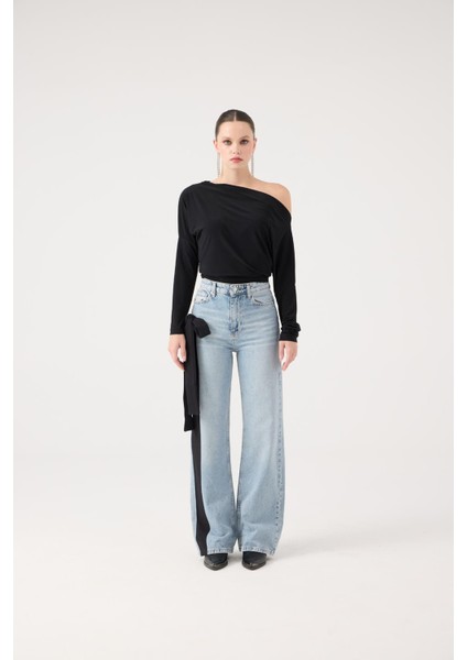 Asimetrik Yaka Talia Bluz Siyah fırsatları