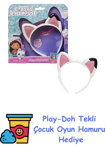 Gabby'nin Hayal Evi, Işıklı, Müzikli, Sesli ve Sihirli Kedi Kulakları, 3 Yaş ve Üzeri Çocuk Oyuncakları + Play-Doh Oyun Hamuru