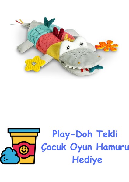 El Kuklası Bebek Oyuncak Timsah - Çıngırak, Hışırtılı Kağıt, Diş Kaşıyıcı ve Gıcırtılı Sevimli Oyuncak - Bebek Oyuncak El Kuklası - 6+ Aydan Itibaren Bebekler ve + Play-Doh Oyun Hamuru