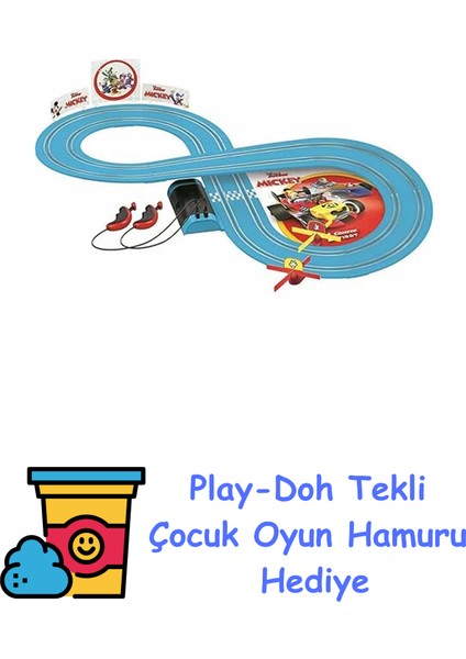 , 1st Wd Mickey Eğlenceli Yarış, Slot Araba + Play-Doh Oyun Hamuru