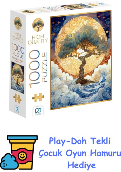 Dolunay ve Ağaç 1000 Parça 2,2mm Kalınlık 48X68CM Profesyonel Hobi Puzzle Yapboz Serisi + Play-Doh Oyun Hamuru
