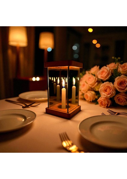 Zera - El Yapımı Sonsuzluk Aynası Ahşap Tealight Mumluk