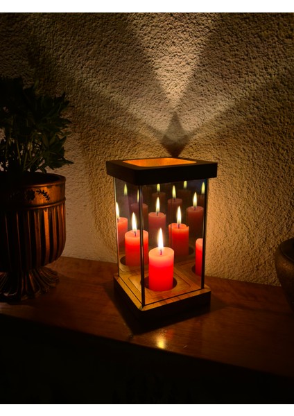 Zera - El Yapımı Sonsuzluk Aynası Ahşap Tealight Mumluk