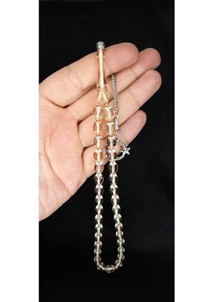 Ateş Kehribar Tesbih Beyzi Kesim Şeffaf Renk HEDİYE T-348