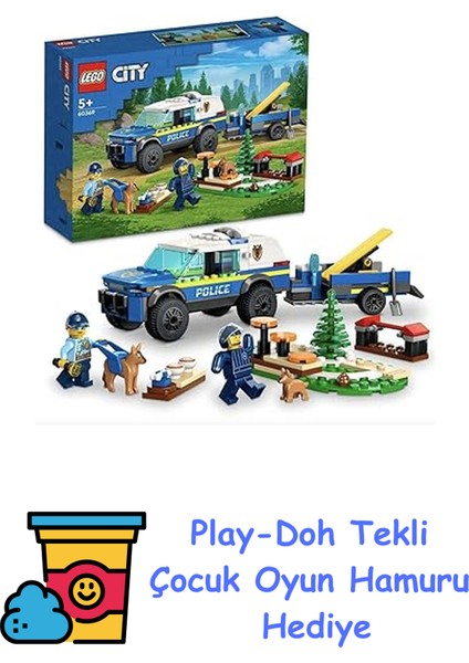 ® City Mobil Polis Köpeği Eğitimi 60369-5 Yaş ve Üzeri Çocuklar Için Oyuncak Yapım Seti (197 Parça) + Play-Doh Oyun Hamuru