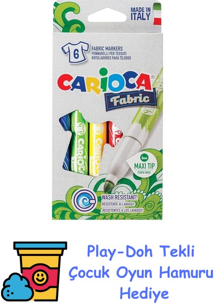 Keçeli Kumaş Boya Kalemi Maxi 6'li + Play-Doh Oyun Hamuru