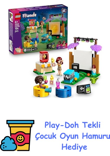 Friends Arkadaşlık Film Gecesi 42642-6 Yaş ve Üzeri Kız ve Erkek Çocuklar Için 2 Mini Bebek ve Aksesuarlar Içeren Yaratıcı Rol Yapma Oyuncağı Yapım Seti, Doğum Gü + Play-Doh Oyun Hamuru