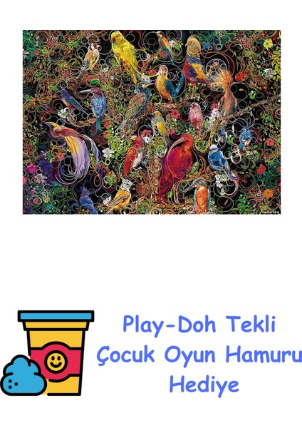 1000 Parçalı Puzzle Kuşlar + Play-Doh Oyun Hamuru